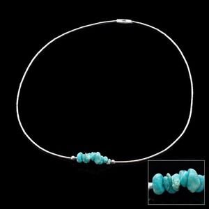 Liquid Silver Turquoise Nugget Necklace Sterling Southwestern Barrel Clasp